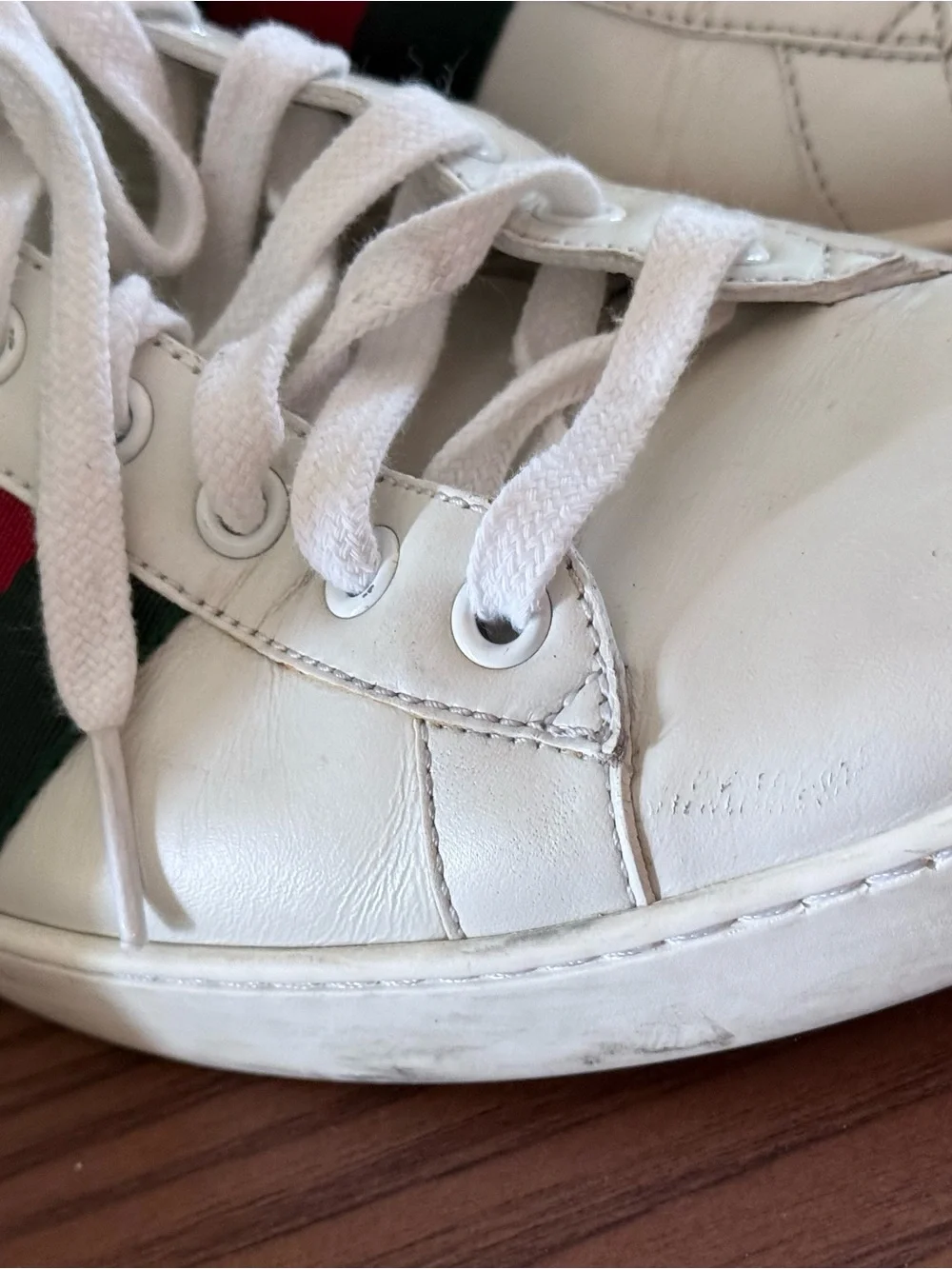 Gucci Ace Men’s Leather Web Sneakers White Green Red Size 7.5